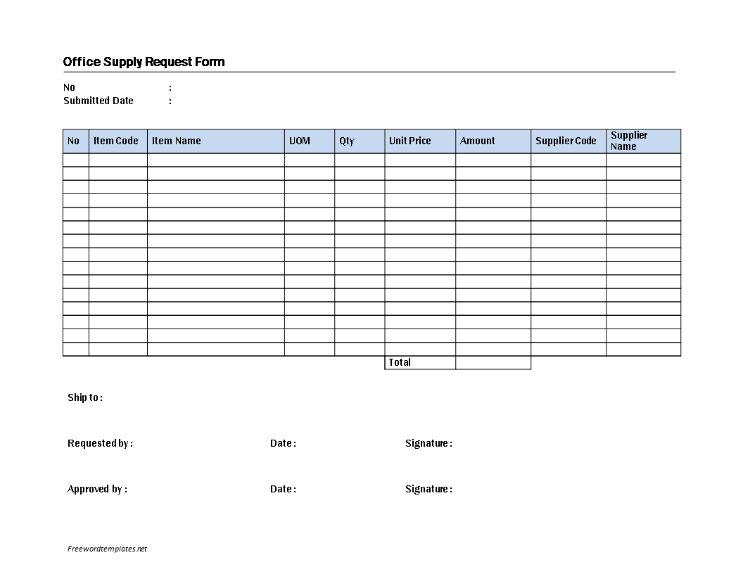 Office Supply Request Form | Templates at 