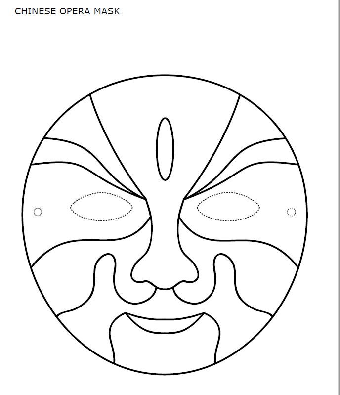 chinese opera mask coloring page voorbeeld afbeelding 