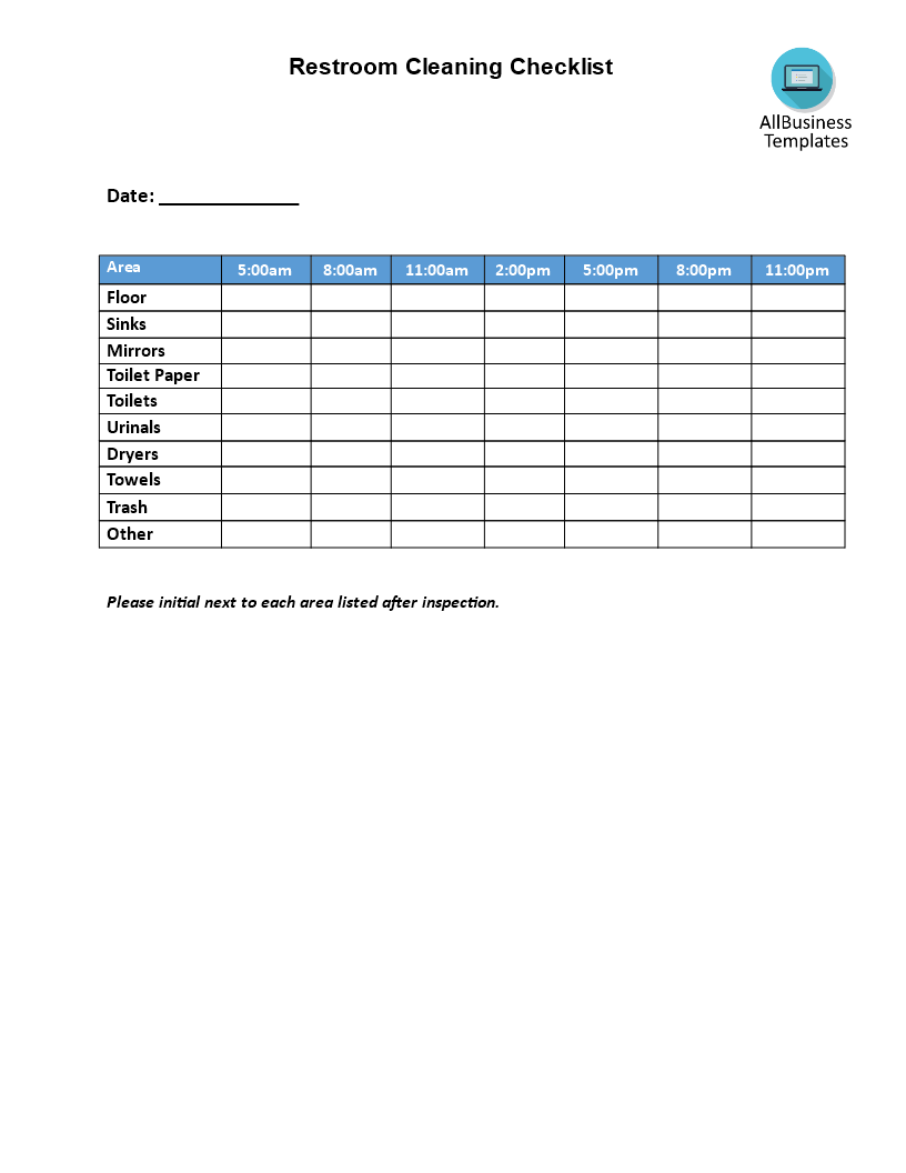 restaurant restroom cleaning template template