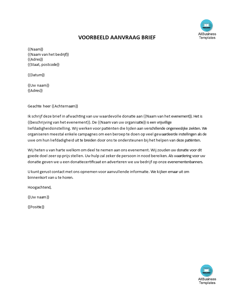 wervingsbrief indeling voorbeeld afbeelding 