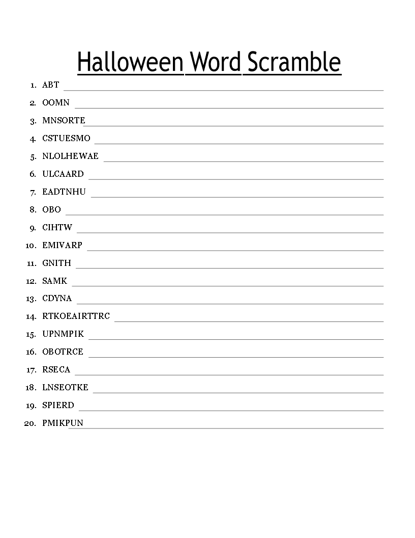 Halloween Word Scramble main image
