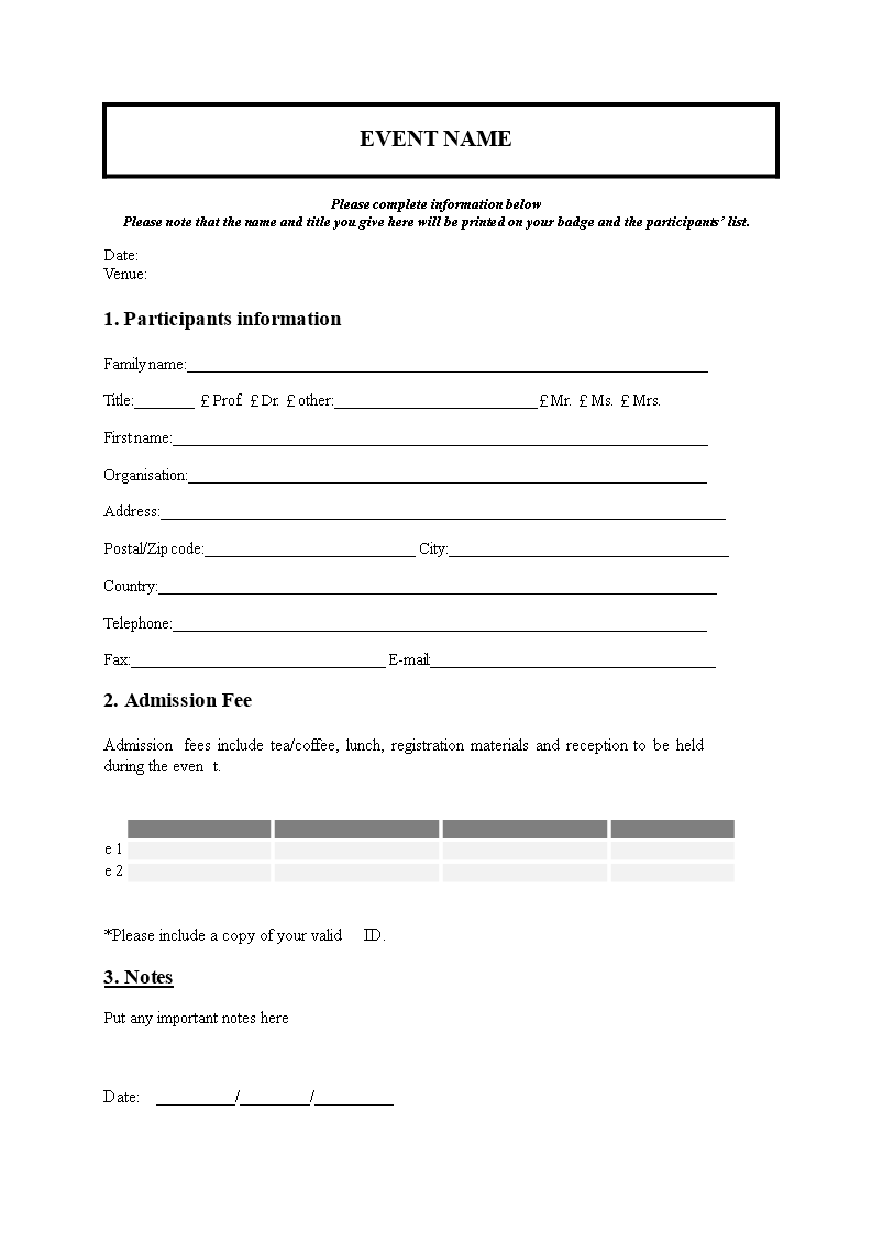 event registration form template voorbeeld afbeelding 