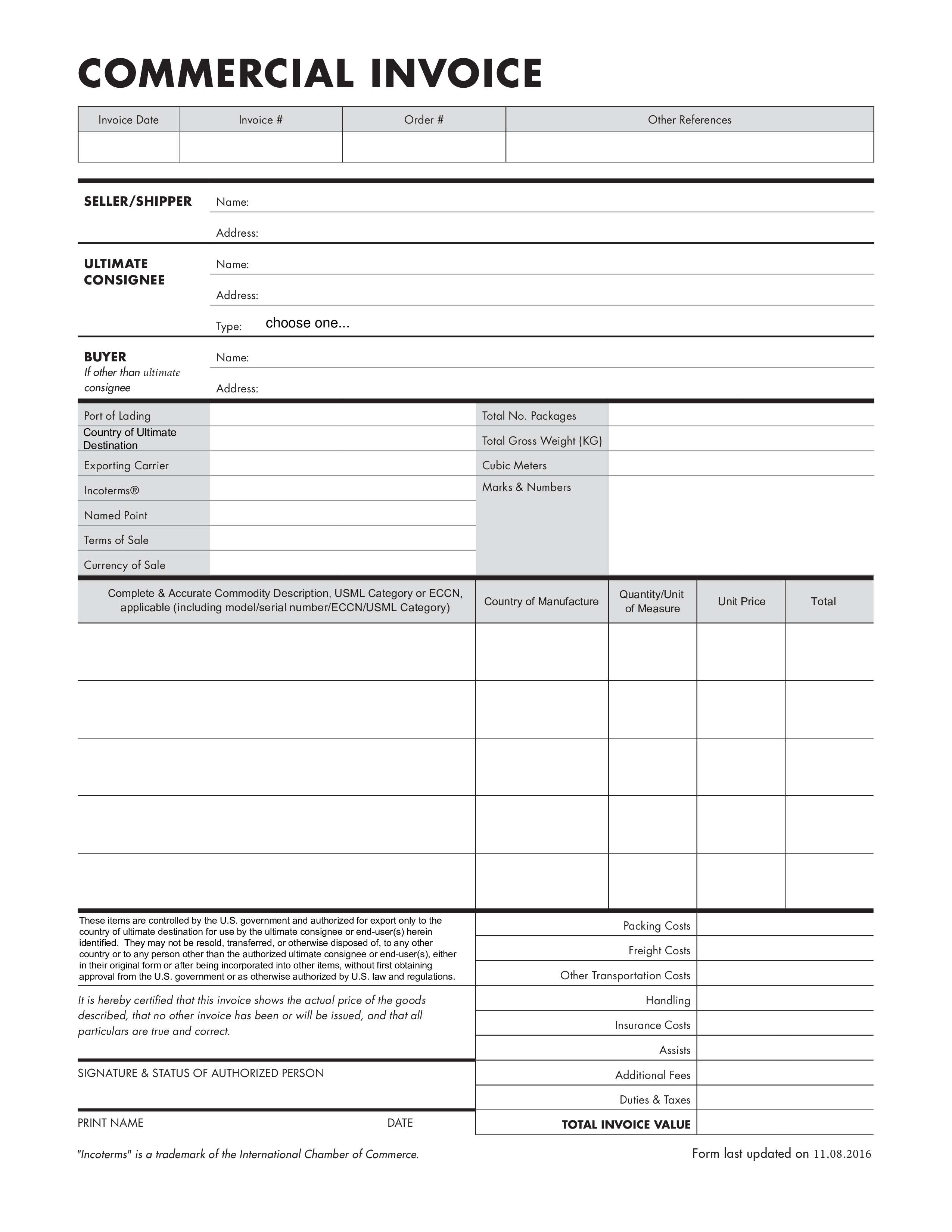 Export Commercial Invoice main image