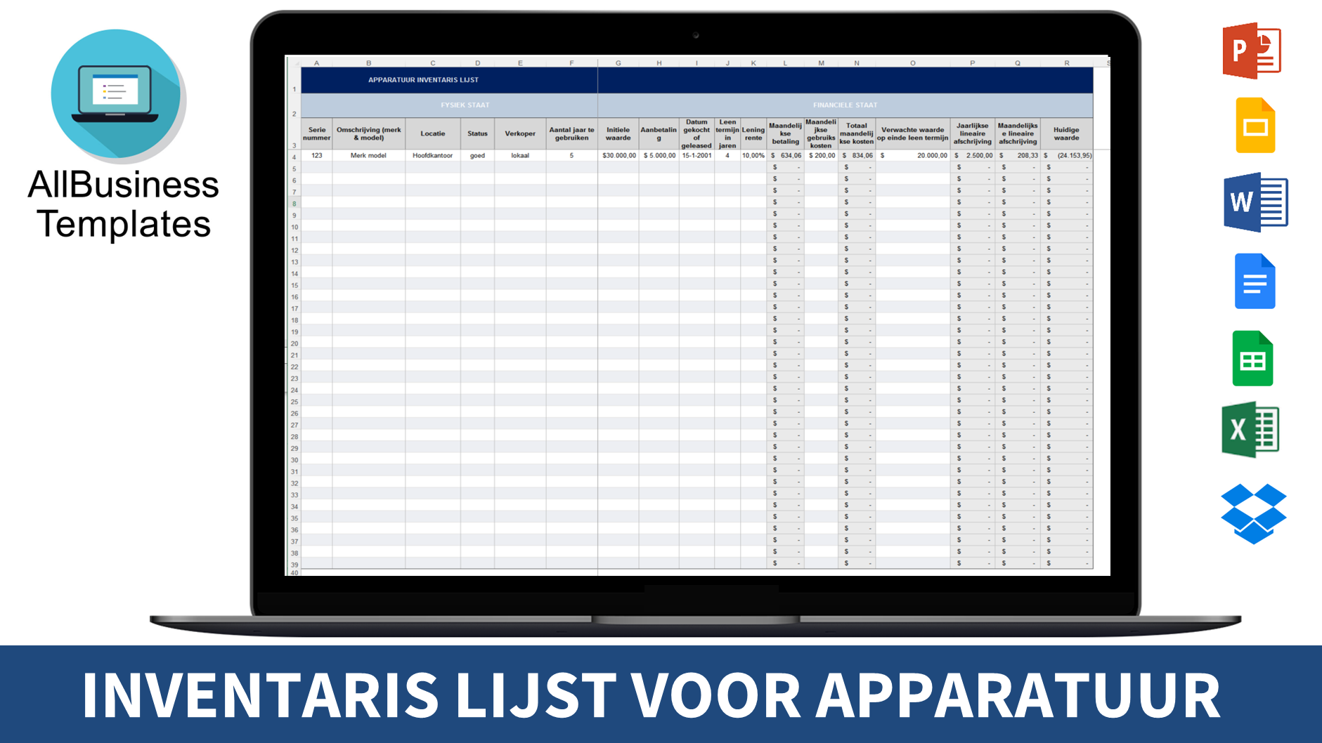 apparatuur inventarislijst excel plantilla imagen principal