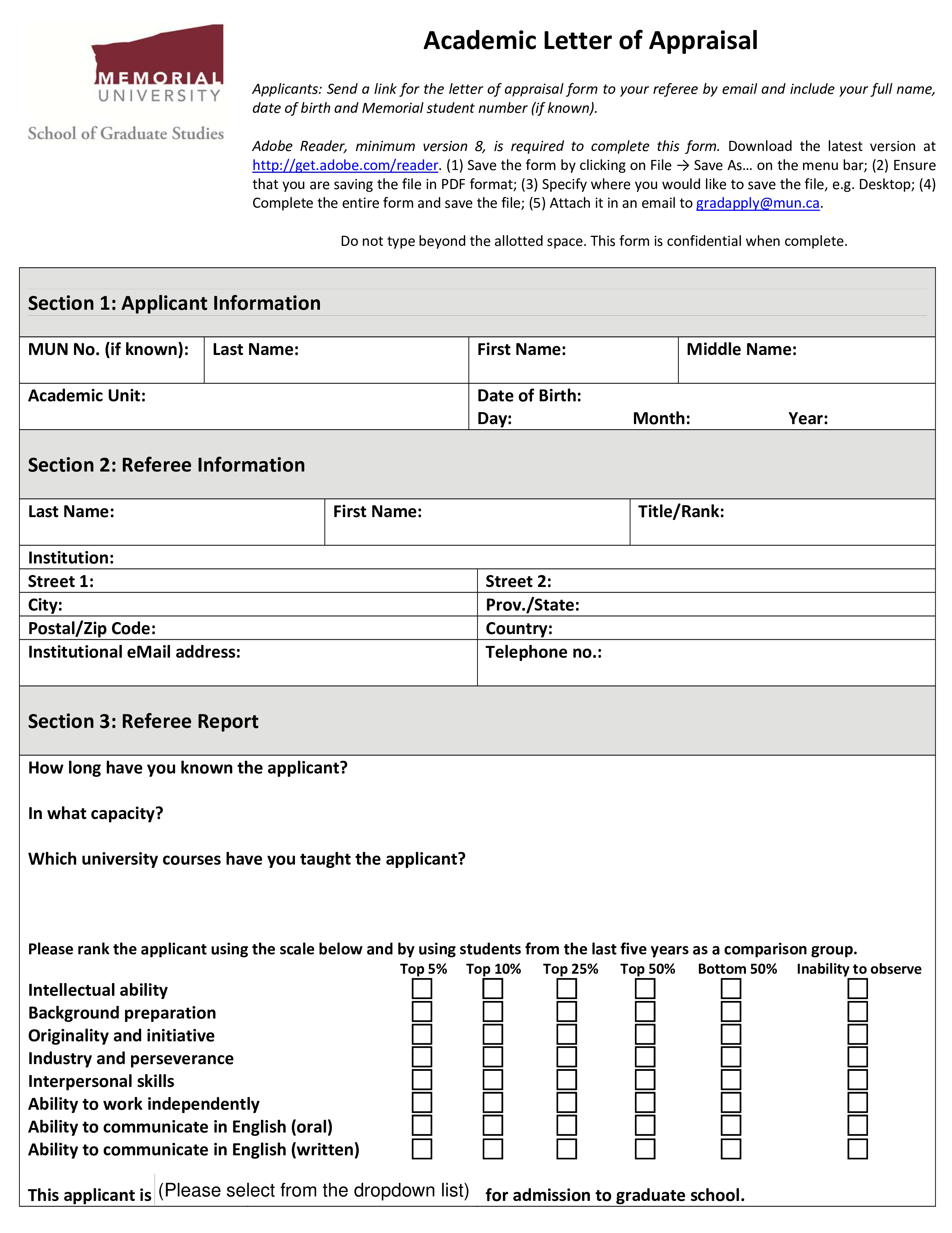 academic appraisal requirement letter template