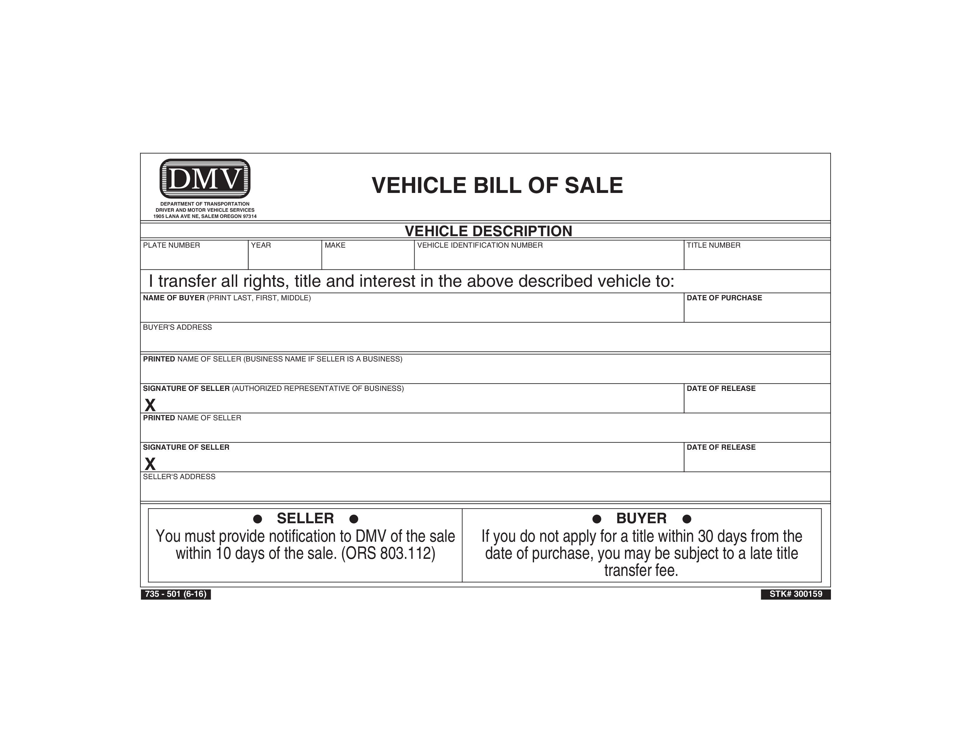 Used Vehicle Bill Of Sale main image