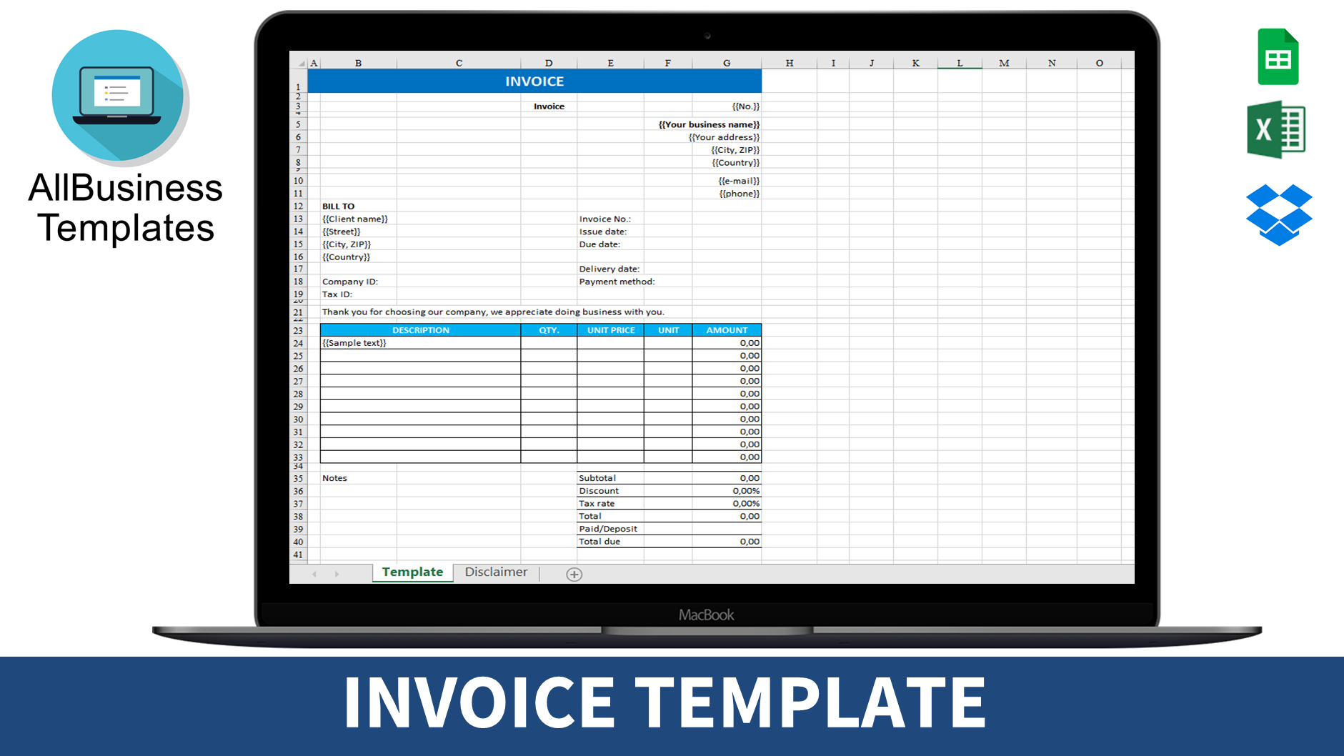 Blank Invoice Template Excel 模板