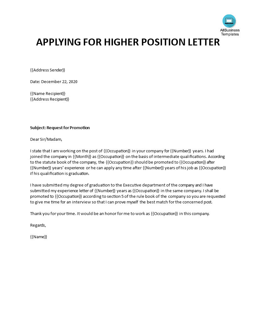 sample application letter for the position of manager