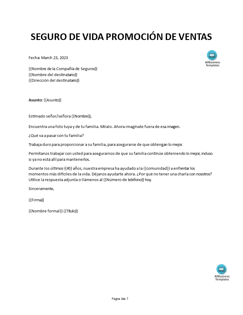 seguro de promoción de ventas plantilla imagen principal