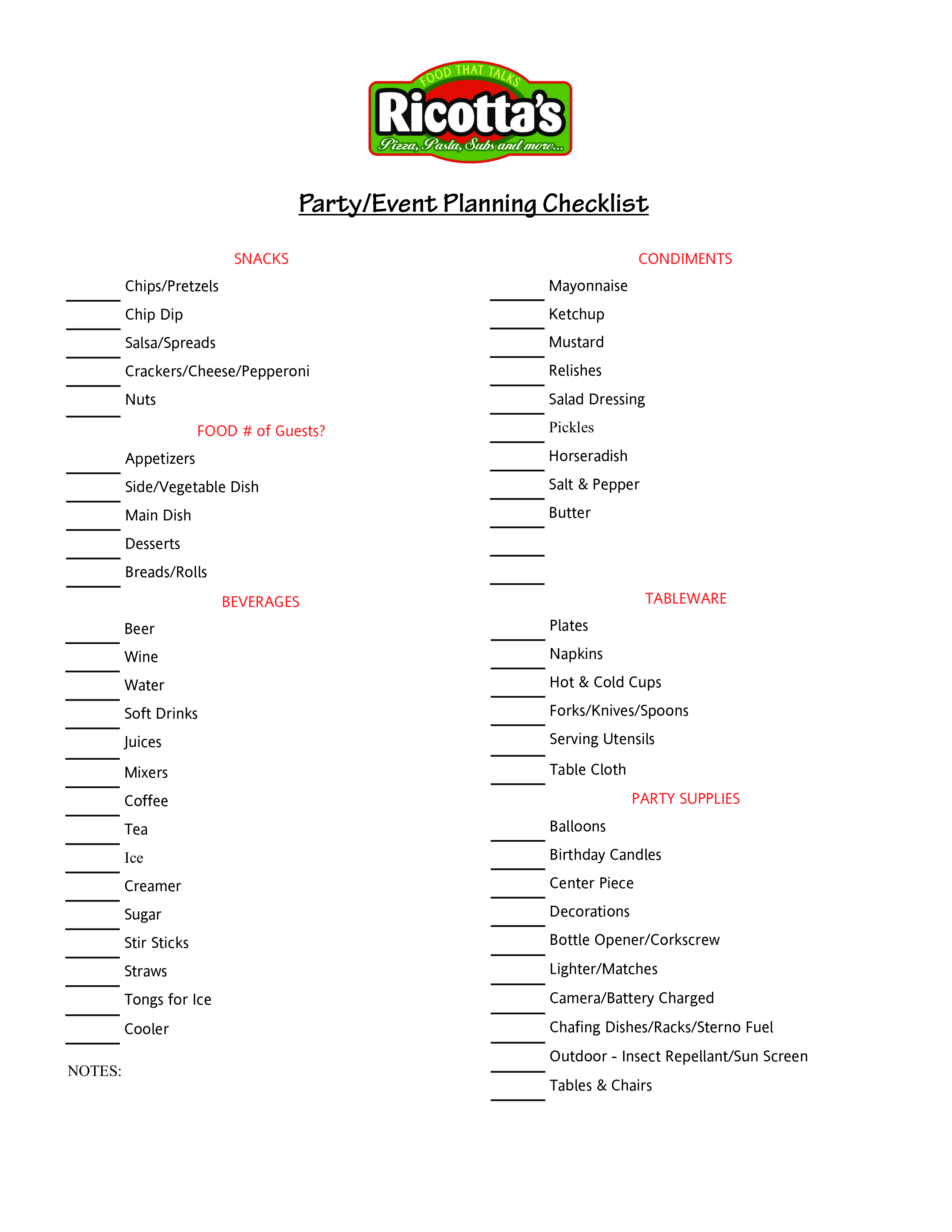 Party Event Planning Checklist | Templates at allbusinesstemplates.com