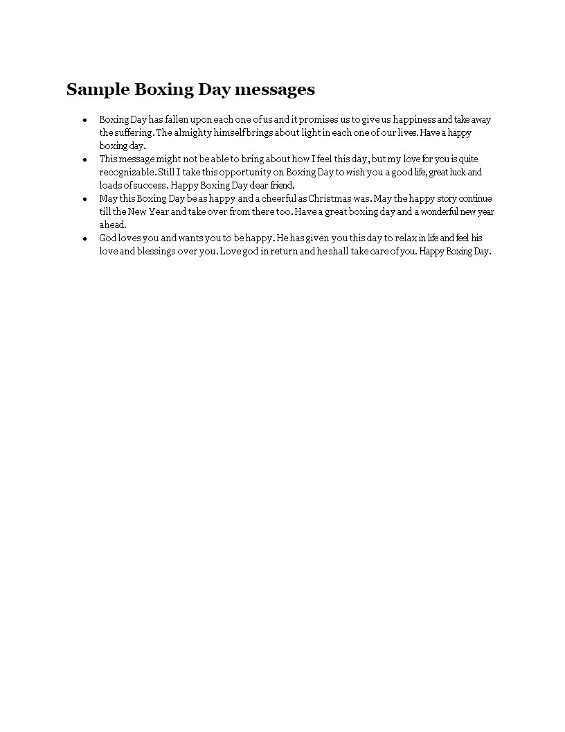 sample boxing day messages template
