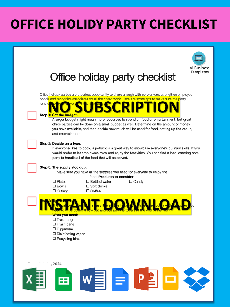 office holiday party checklist voorbeeld afbeelding 