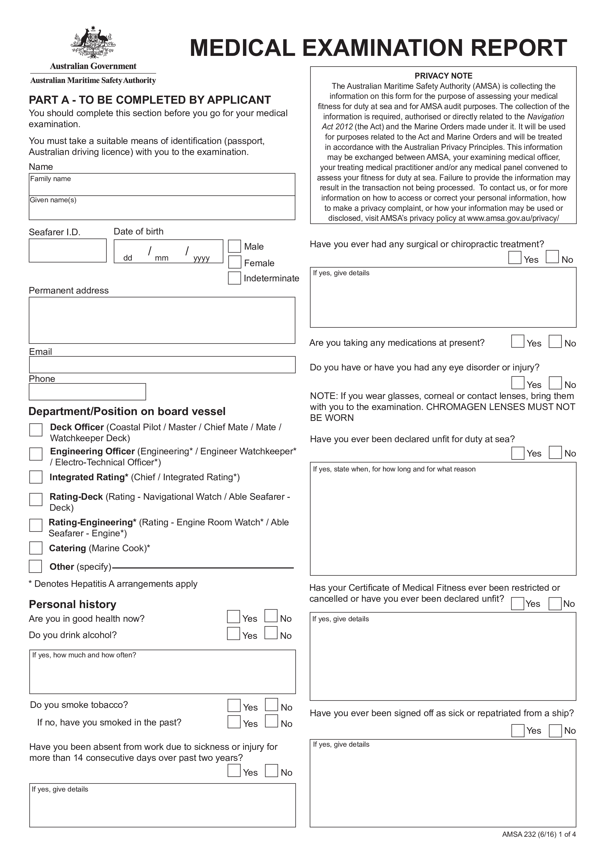 medical examination report template