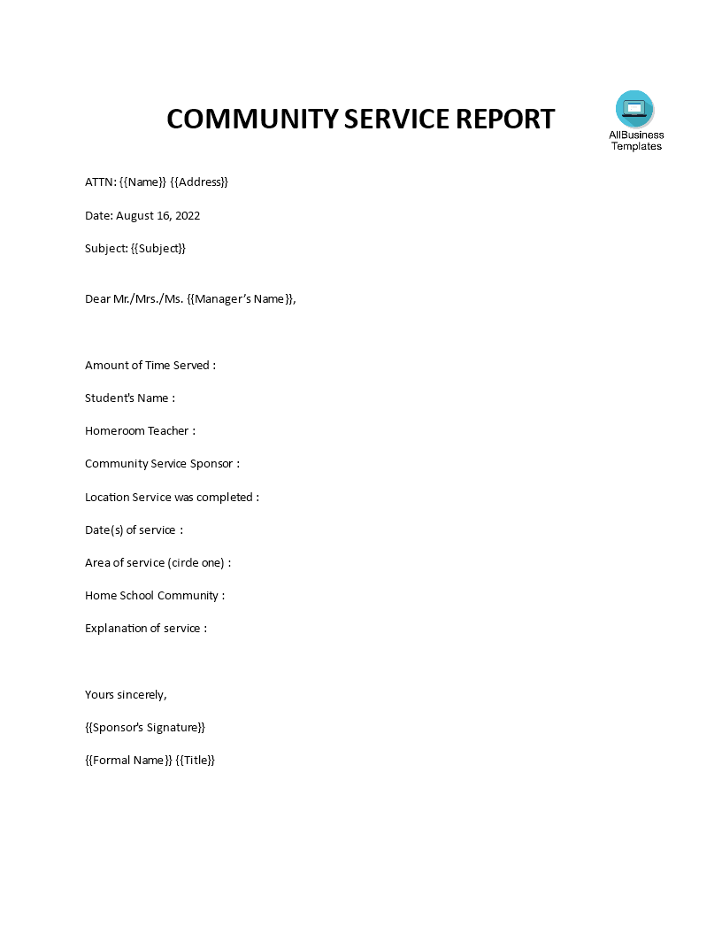 community report template