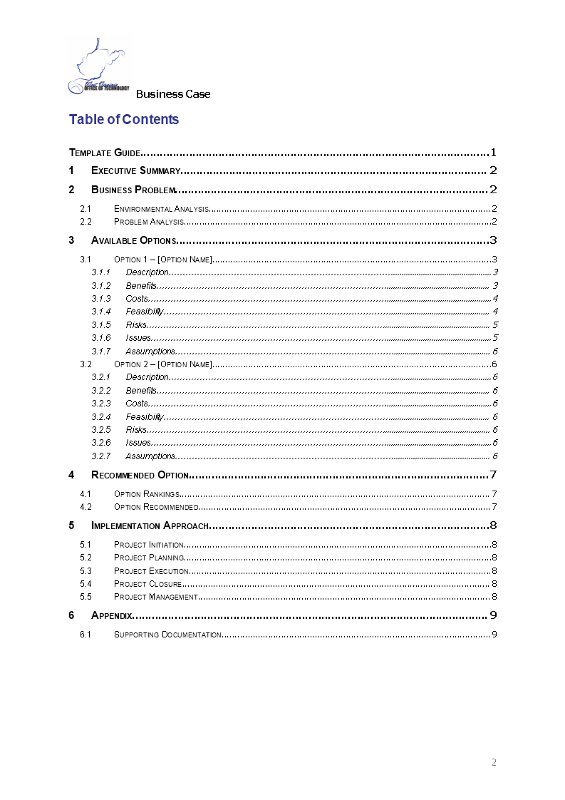 business case template