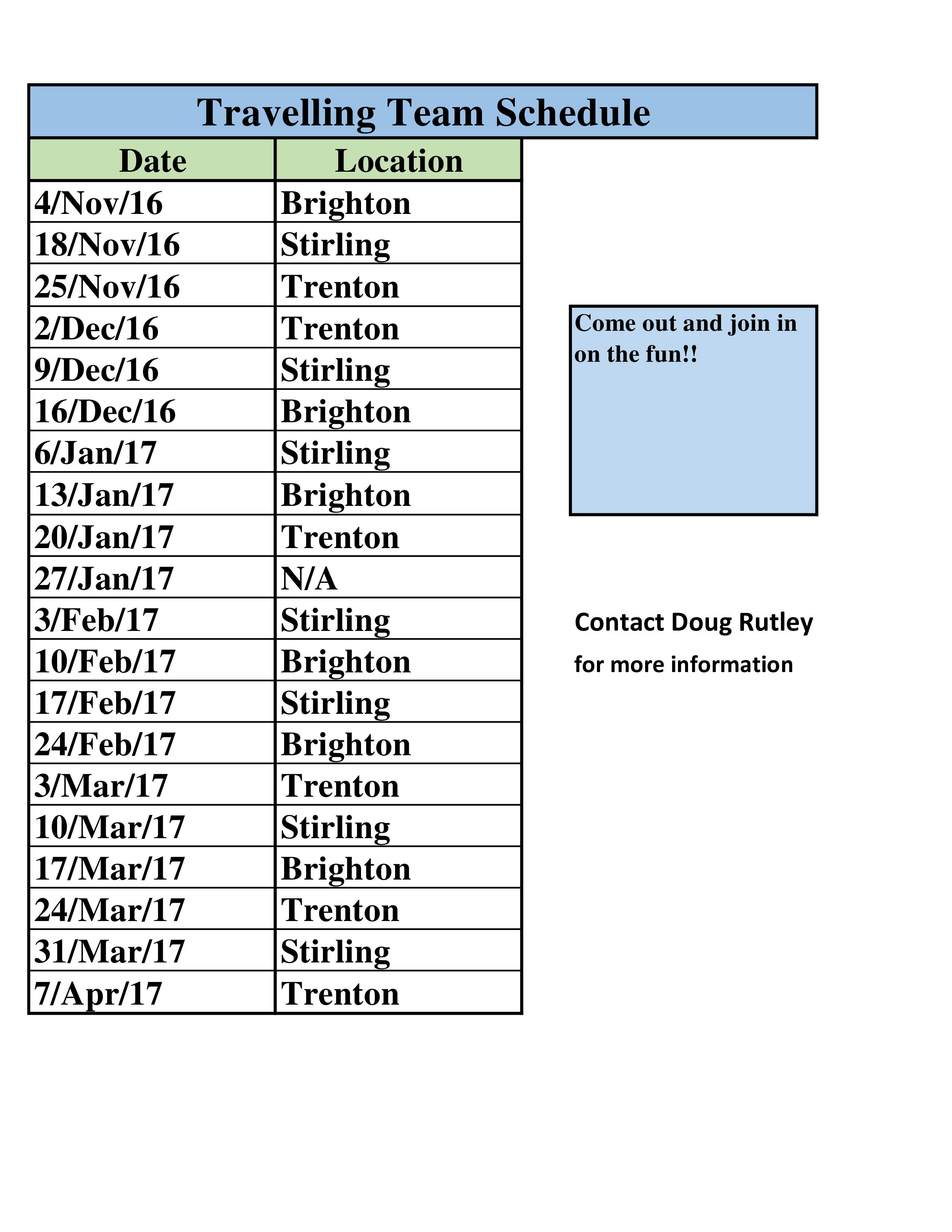 team schedule sample modèles