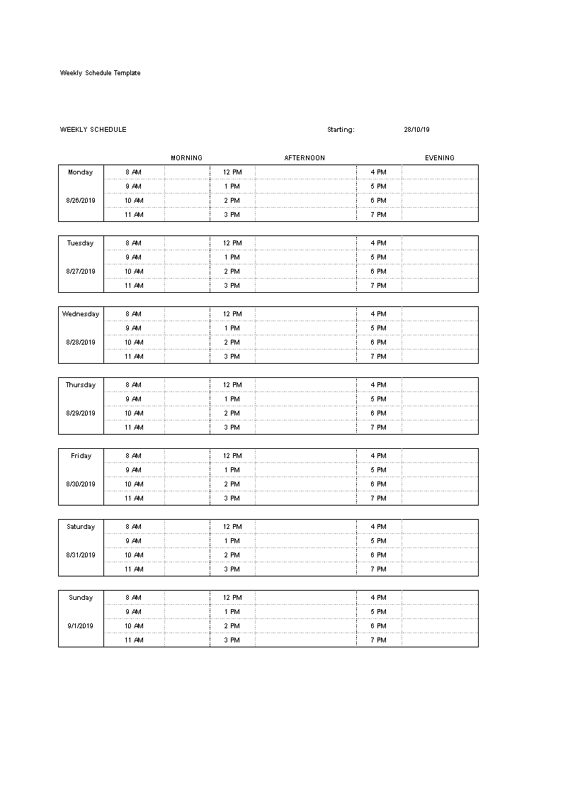 Weekly Task To-Do Manager 模板