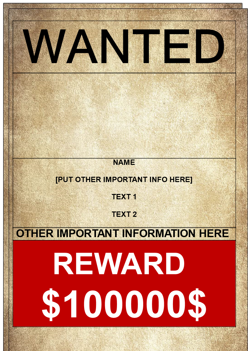 Wanted Poster Sjabloon main image