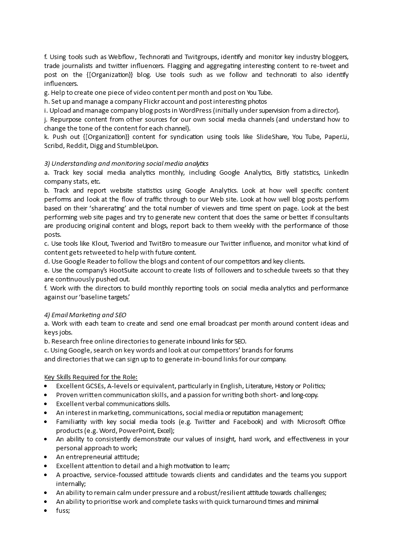 Social Media Intern Job Description | Templates at allbusinesstemplates.com