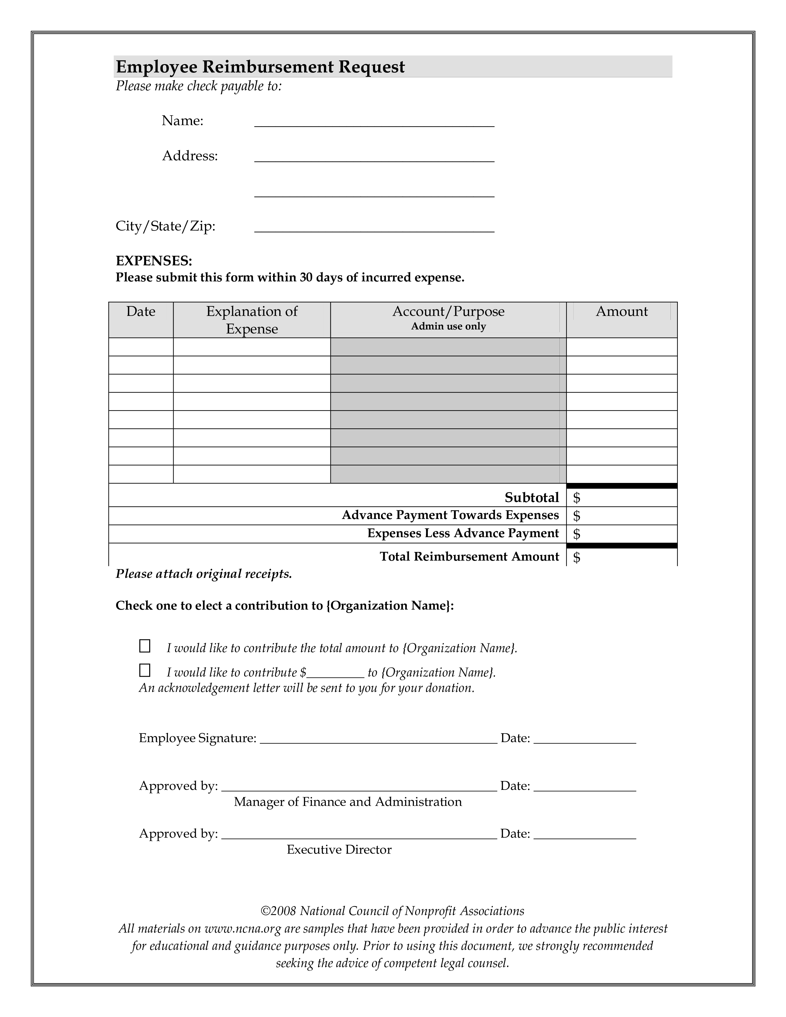 employee reimbursement form template