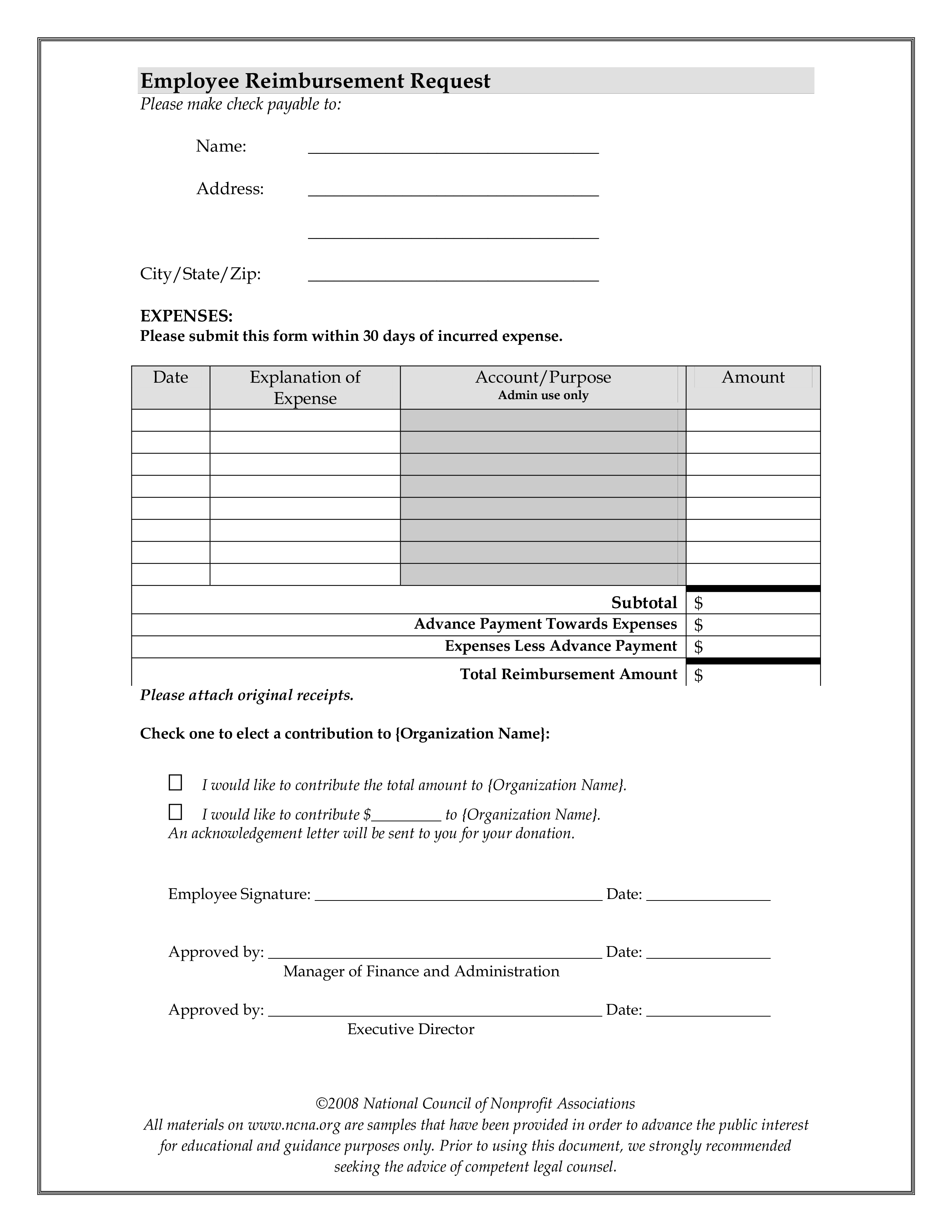 Reimbursement Request Form Template Classles Democracy