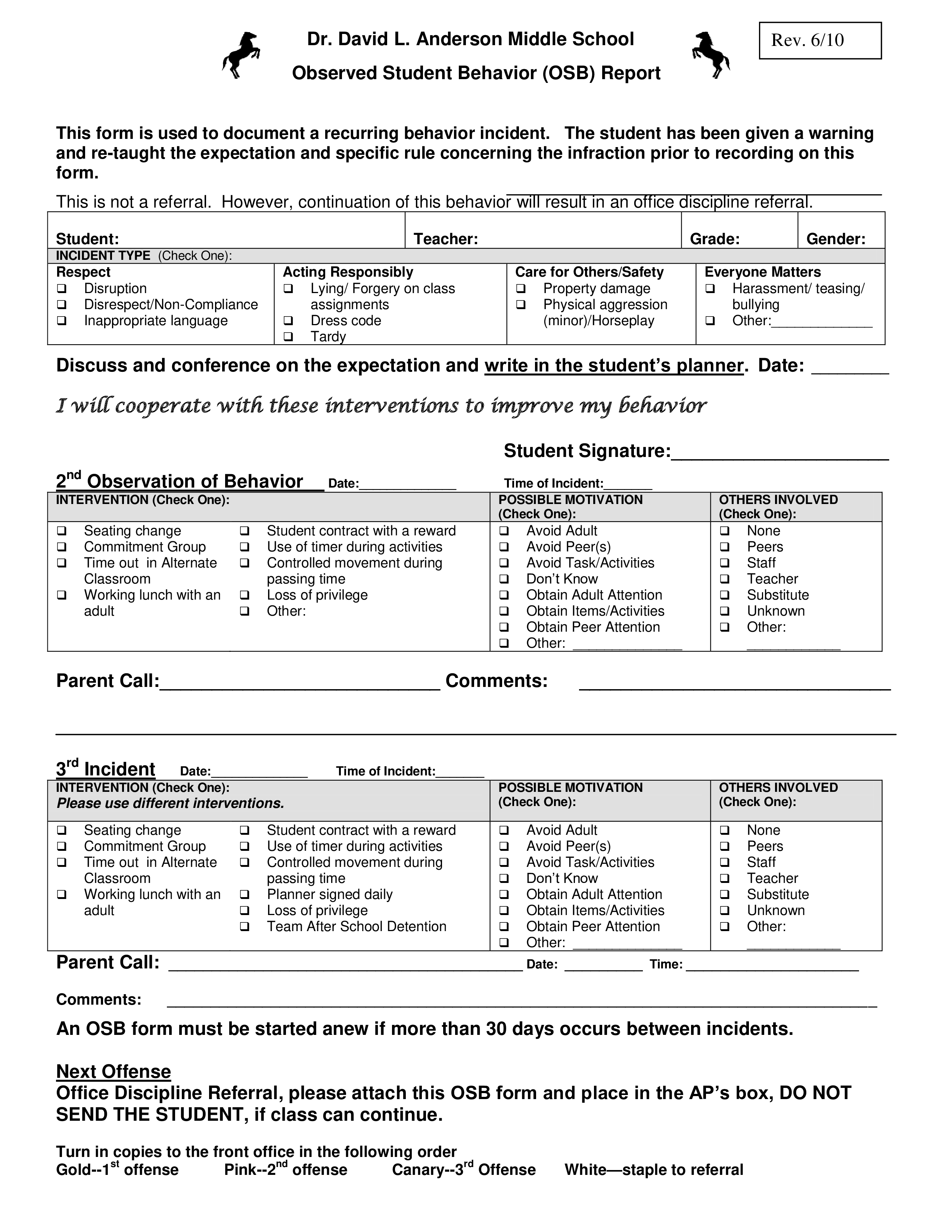 Gratis Student Behaviour Student With Regard To Daily Behavior Report Template