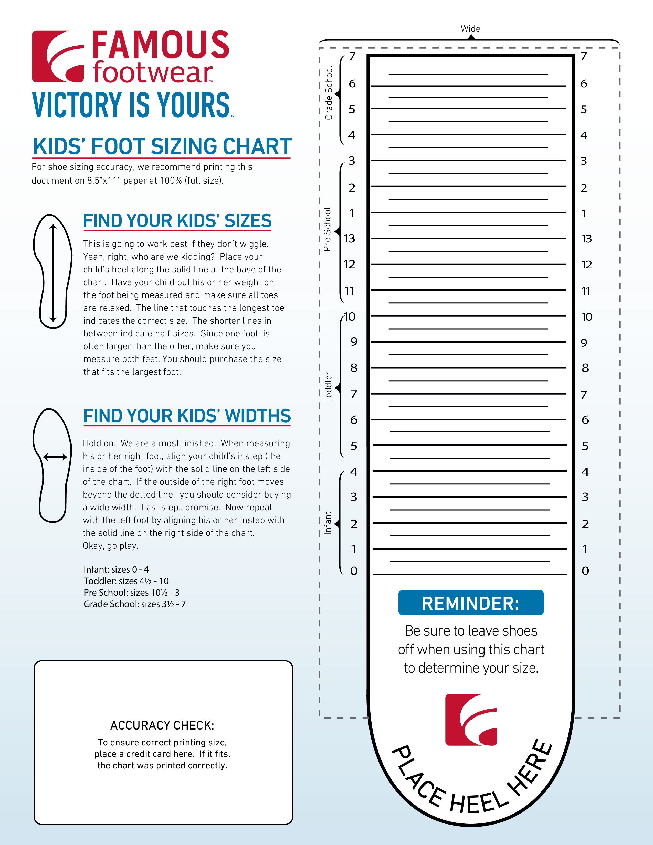 kids foot size chart modèles