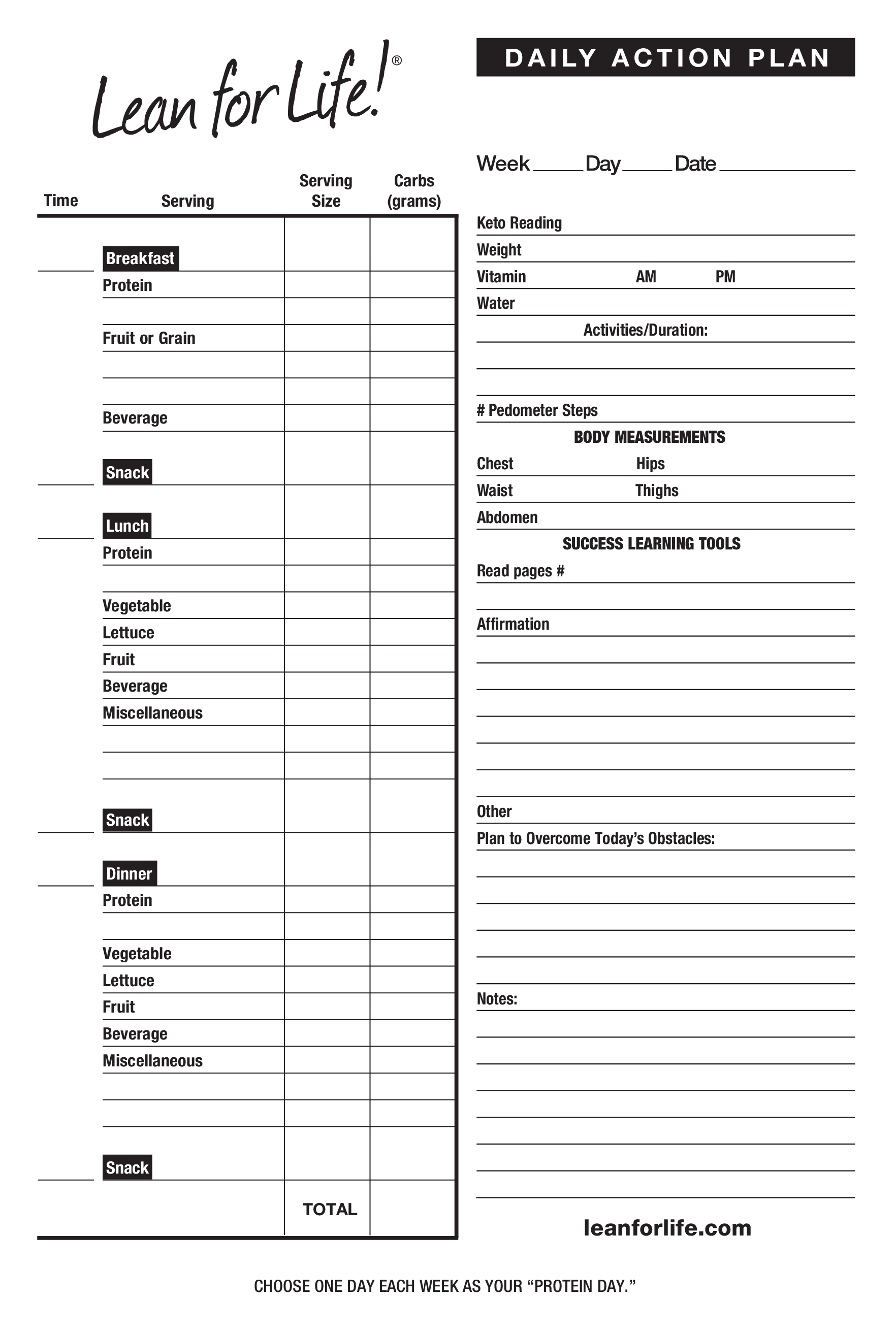 daily action template