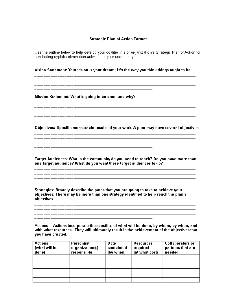 strategic action plan format template