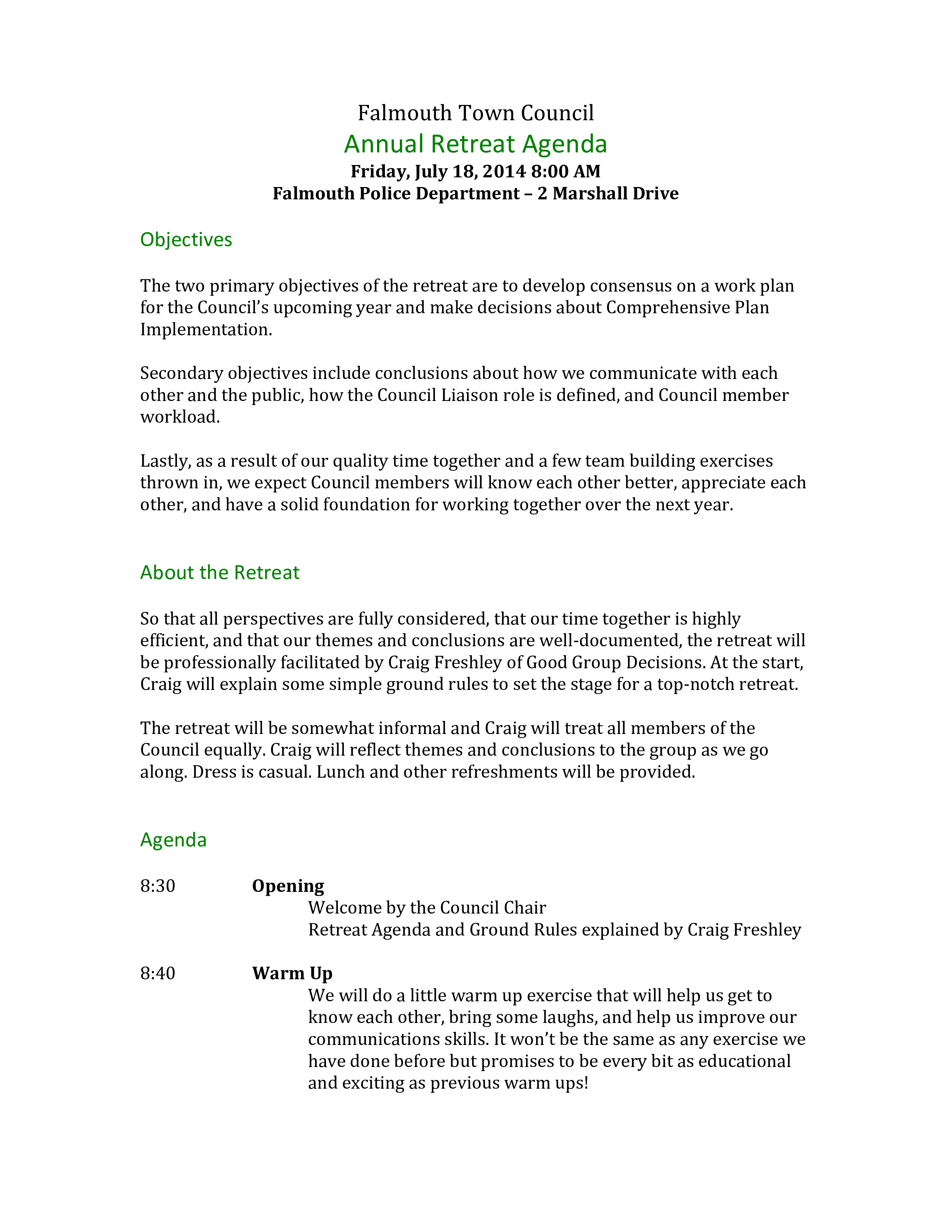 annual retreat agenda voorbeeld afbeelding 