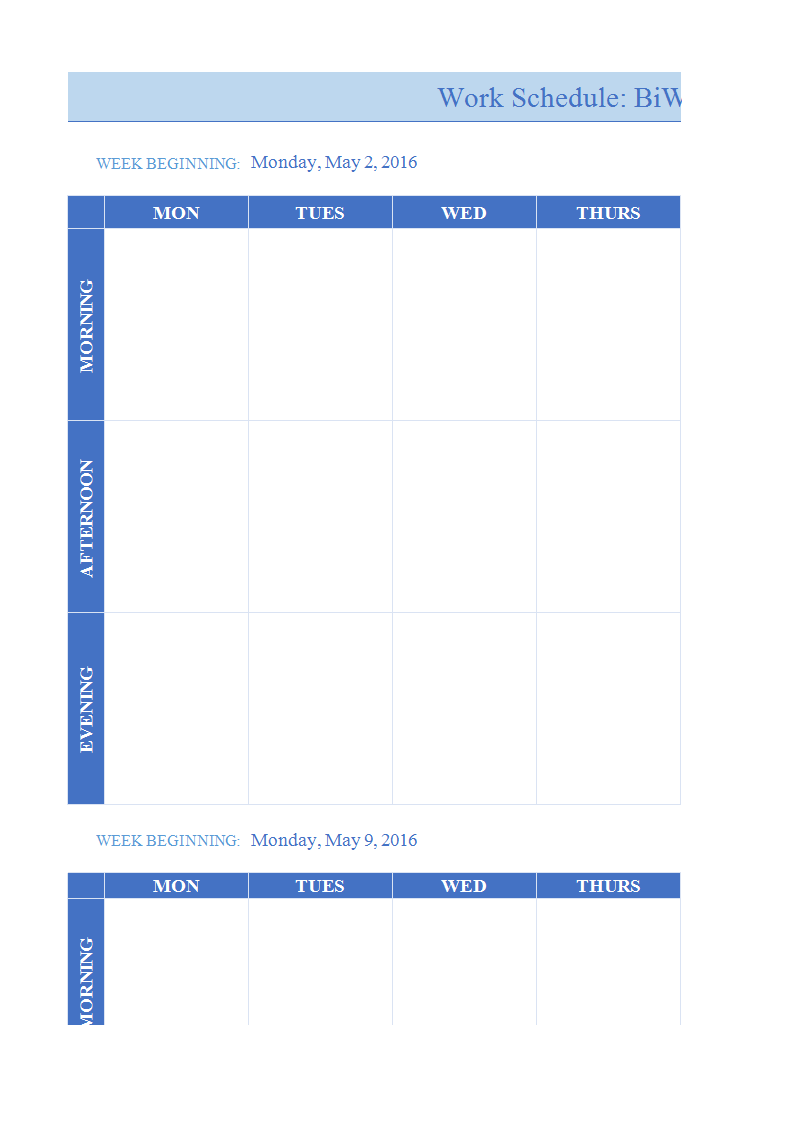 weekly calendar template example Hauptschablonenbild