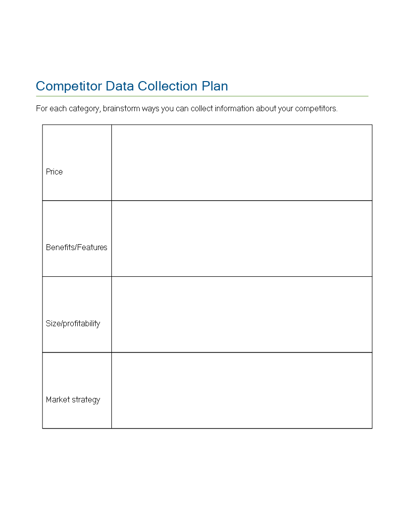 competitor data collection plan modèles