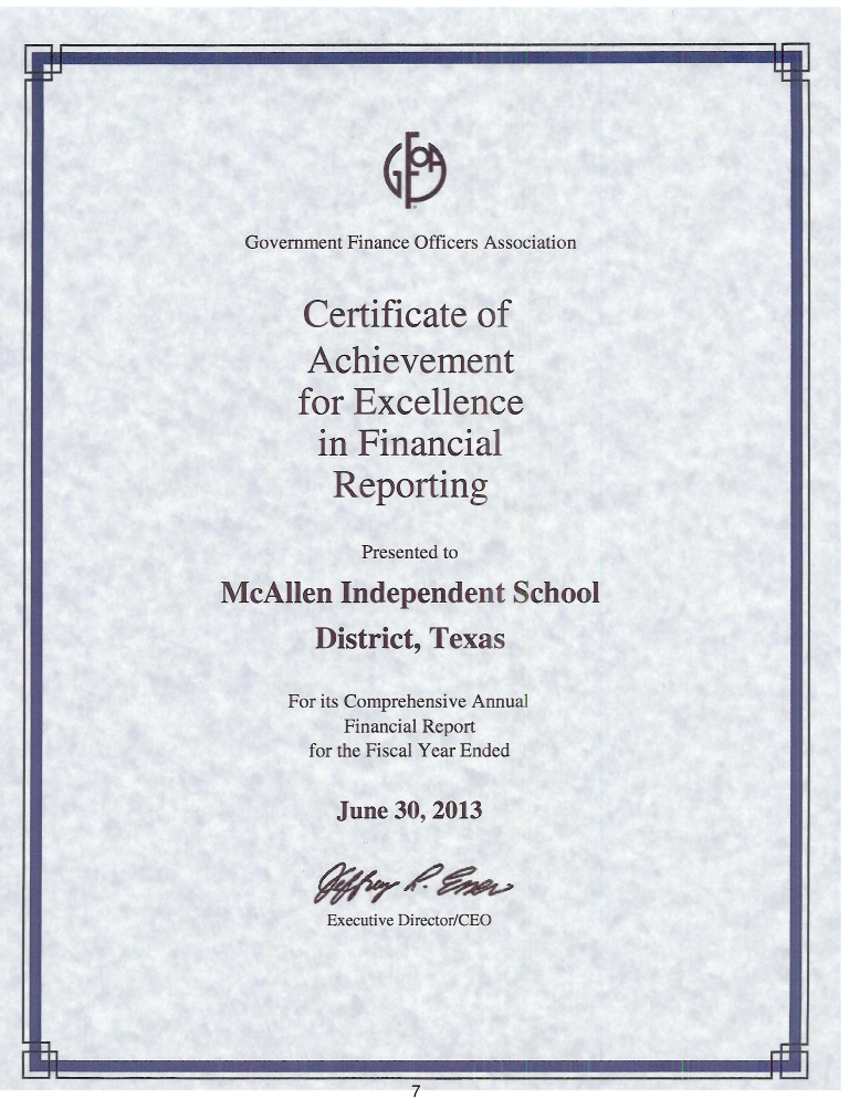 certificate of achievement excellence financial reporting template