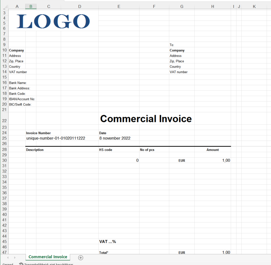 Factuur voorbeeld sjabloon Excel main image