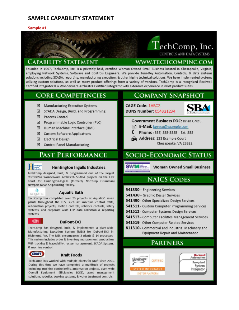 basic capability statement template