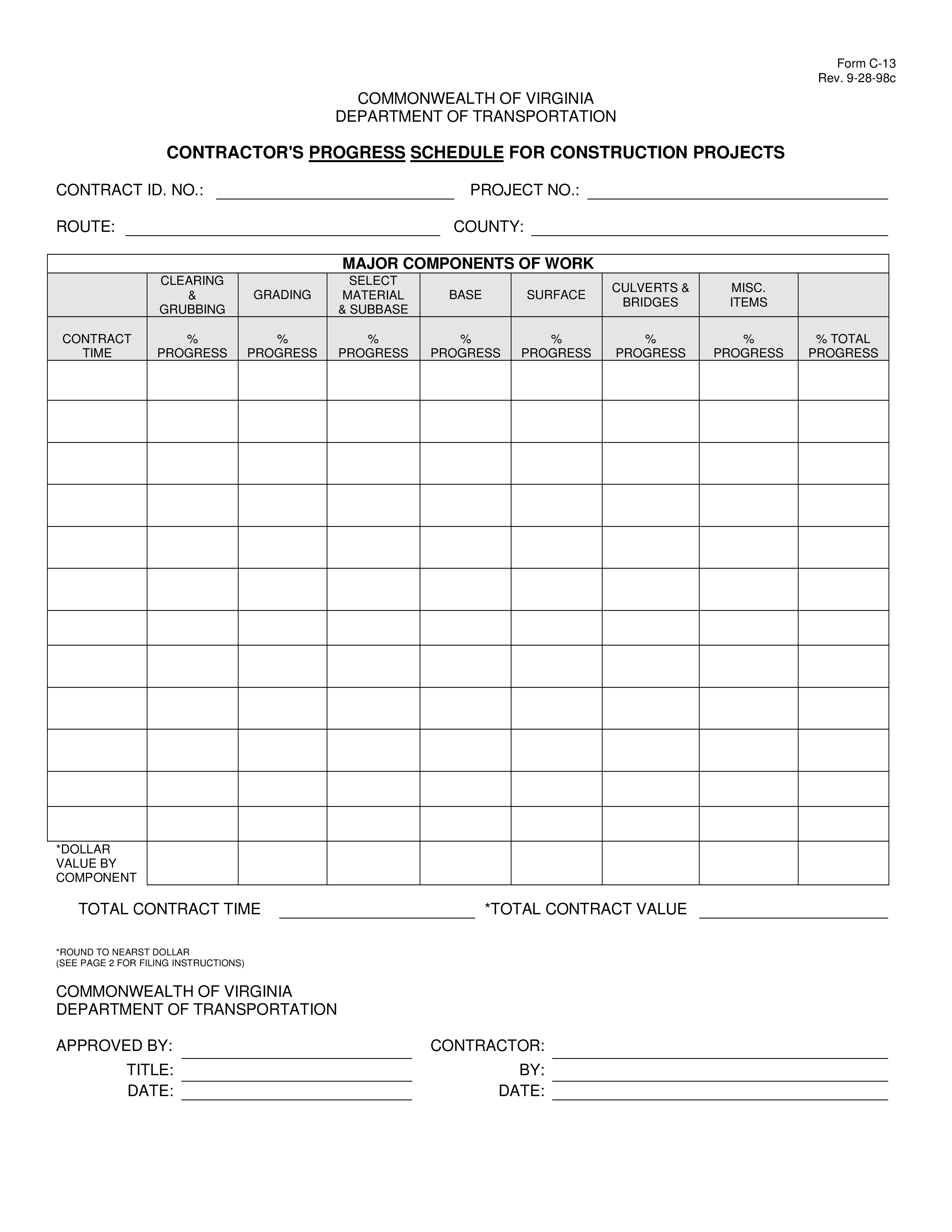 construction work in progress schedule template