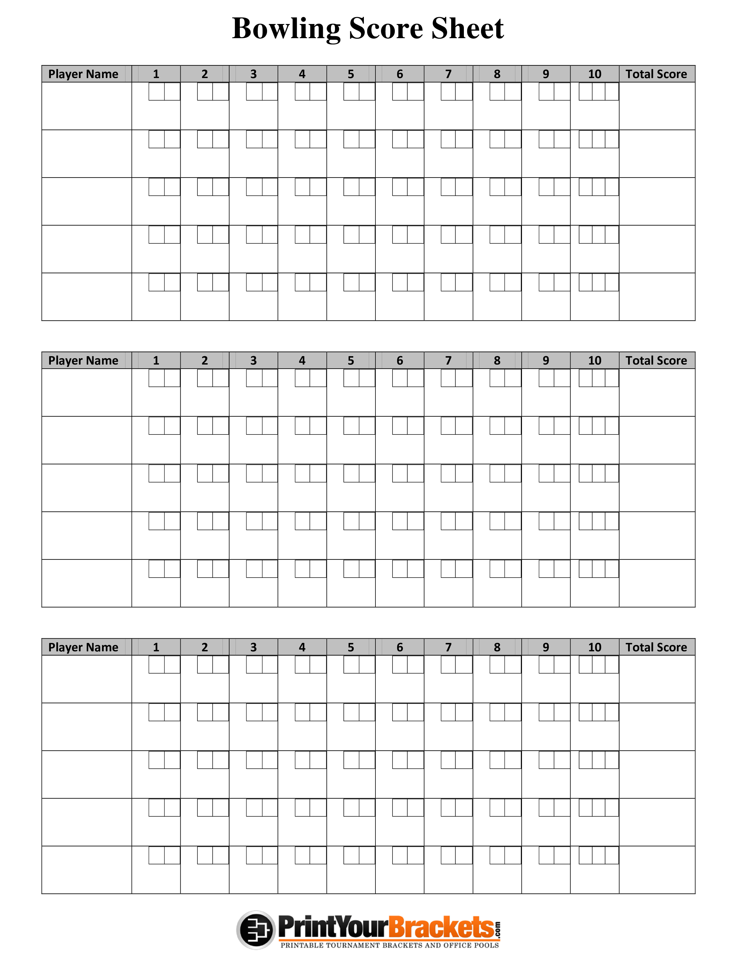 blank bowling score sheet voorbeeld afbeelding 