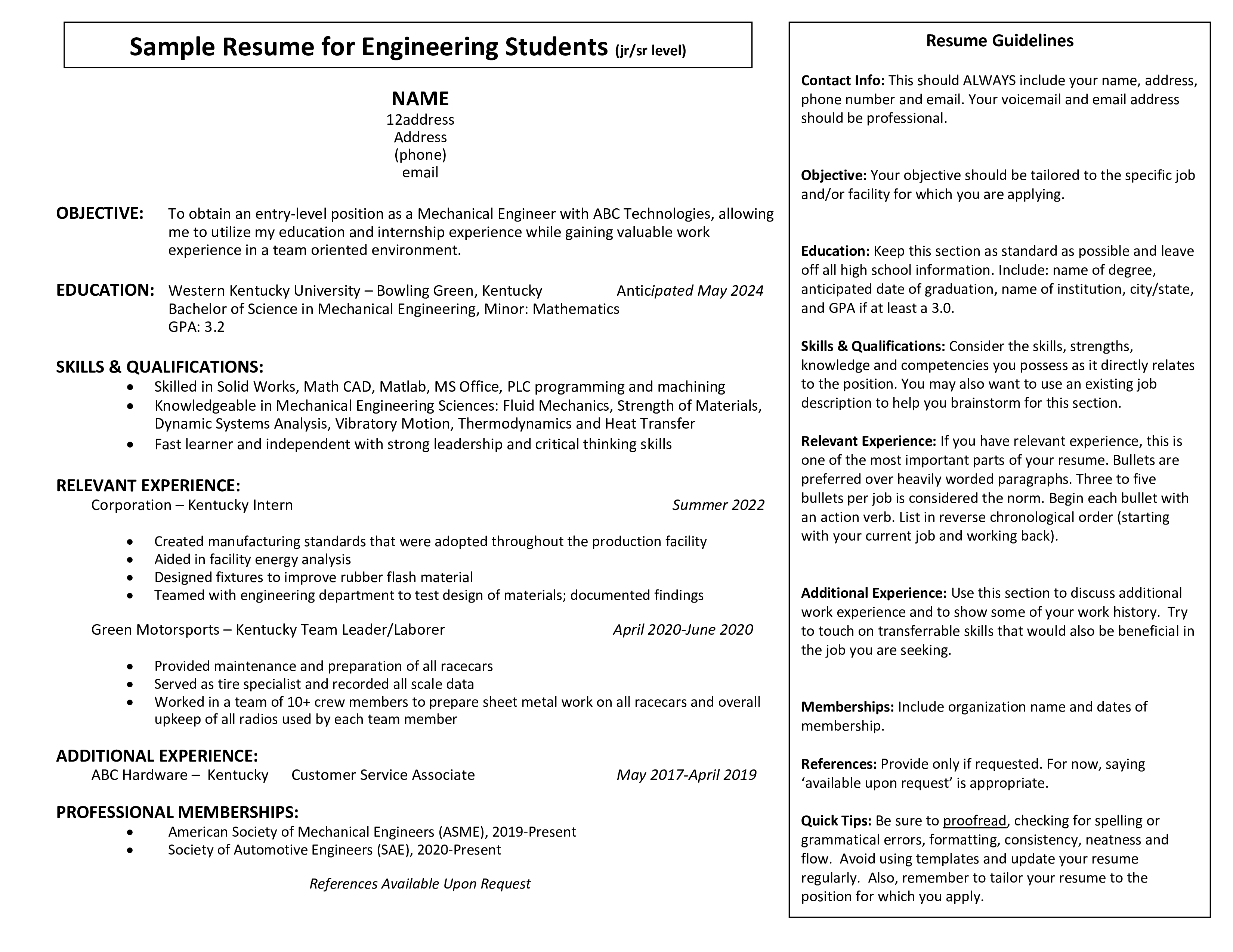 engineering fresher resume sample voorbeeld afbeelding 