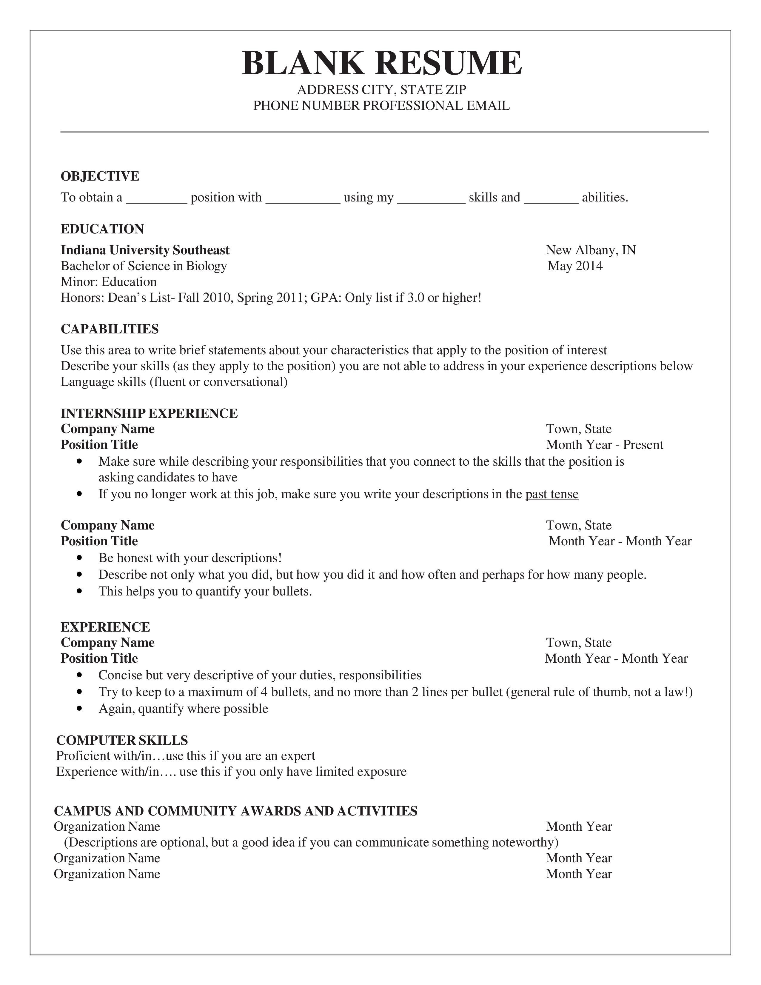 curriculum vitae blank template voorbeeld afbeelding 