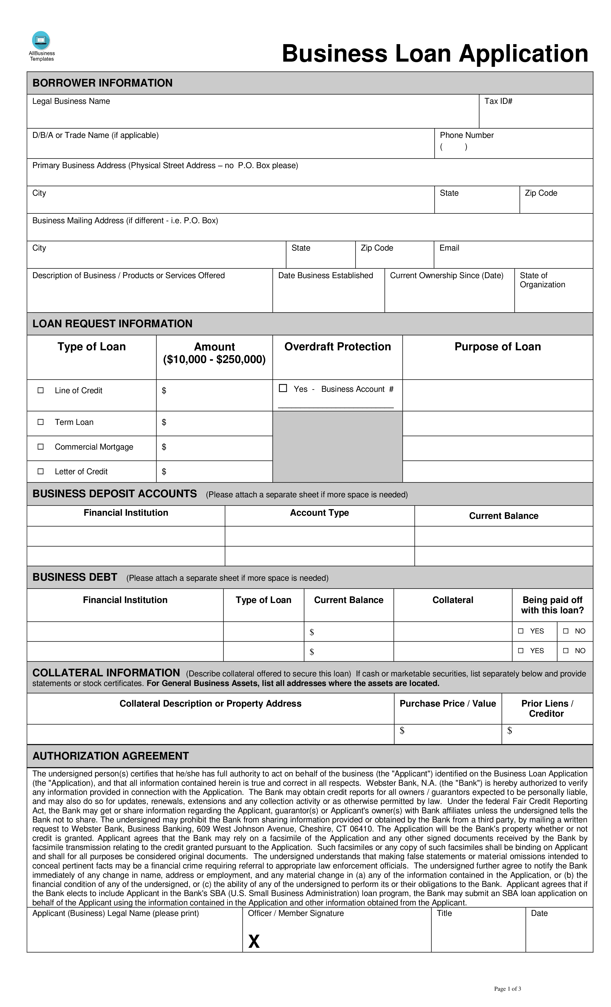 Printable Business Loan Application Form Printable Forms Free Online