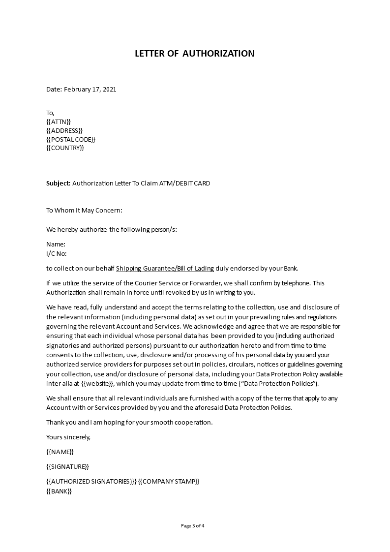 Simple Authorization Letter To Bank main image