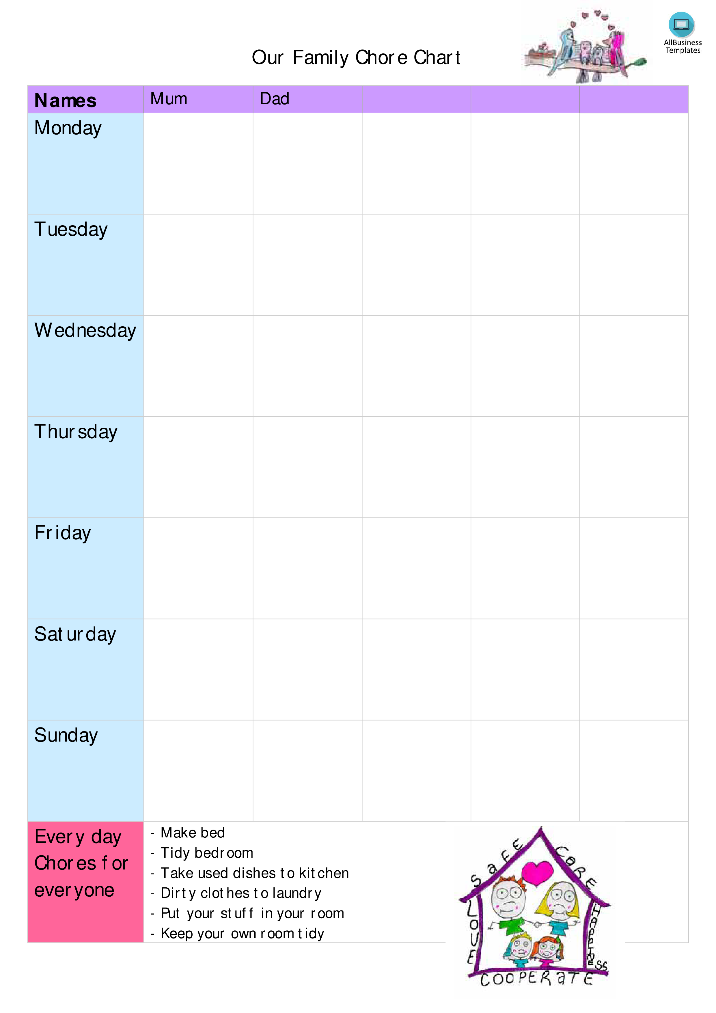Family Chore Chart Sample main image