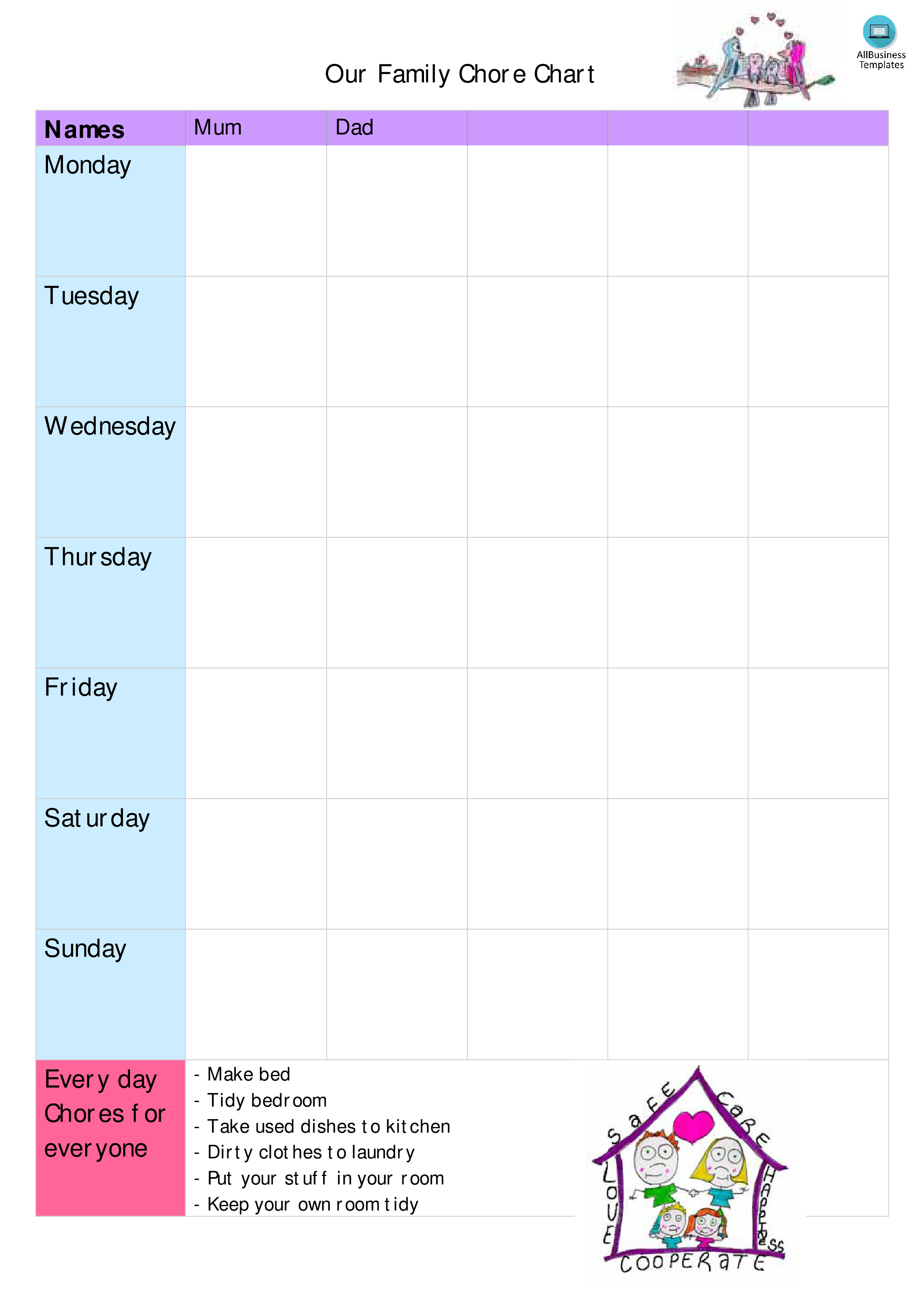 Family Chore Chart Template