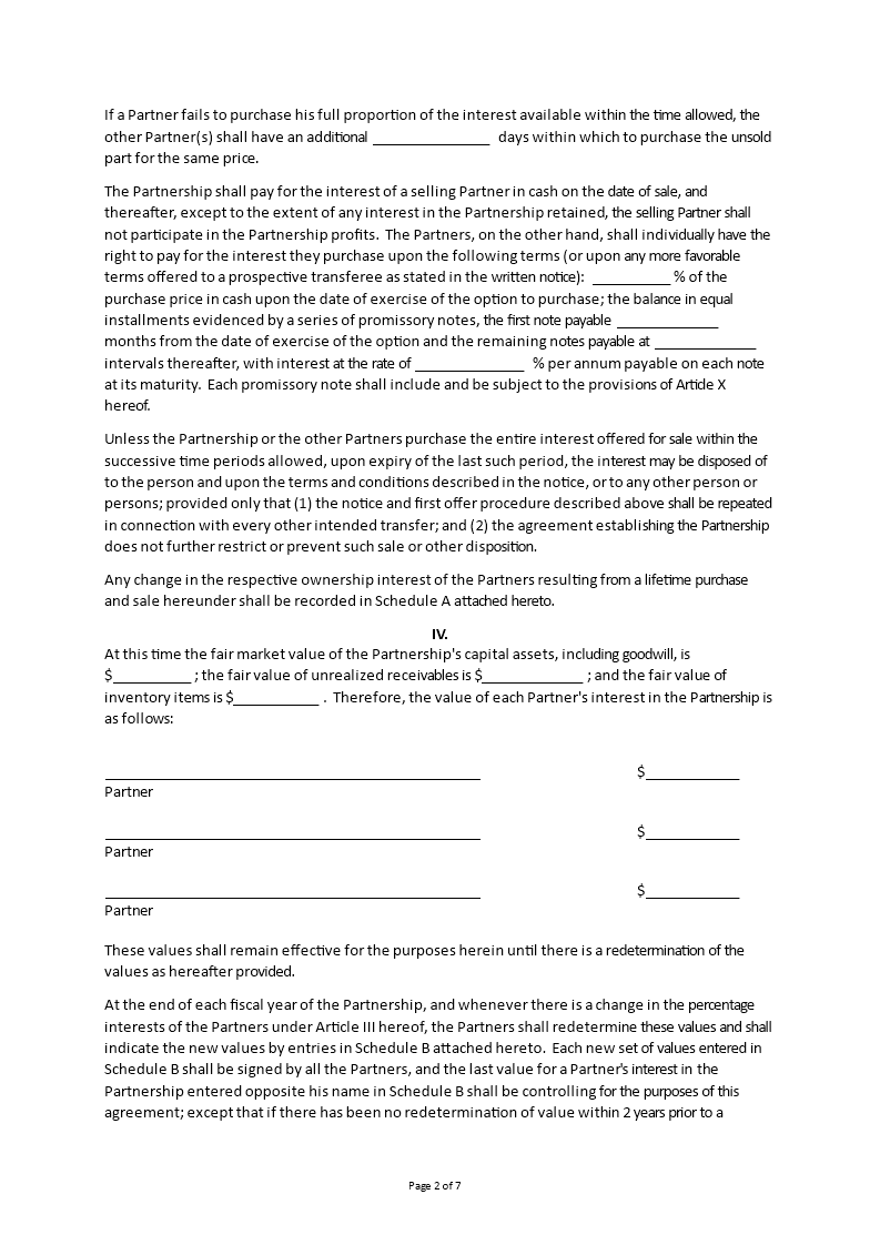 Partnership Buy Sell Agreement Form Templates at