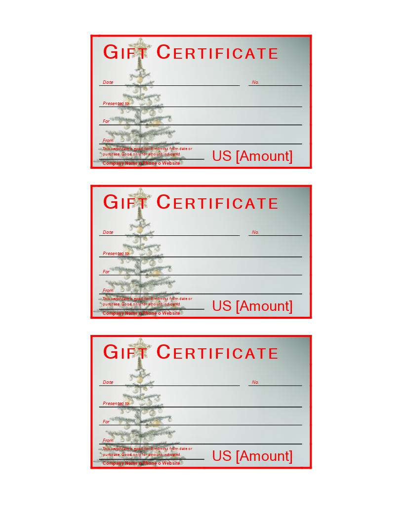 Christmas Gift Certificate sample main image