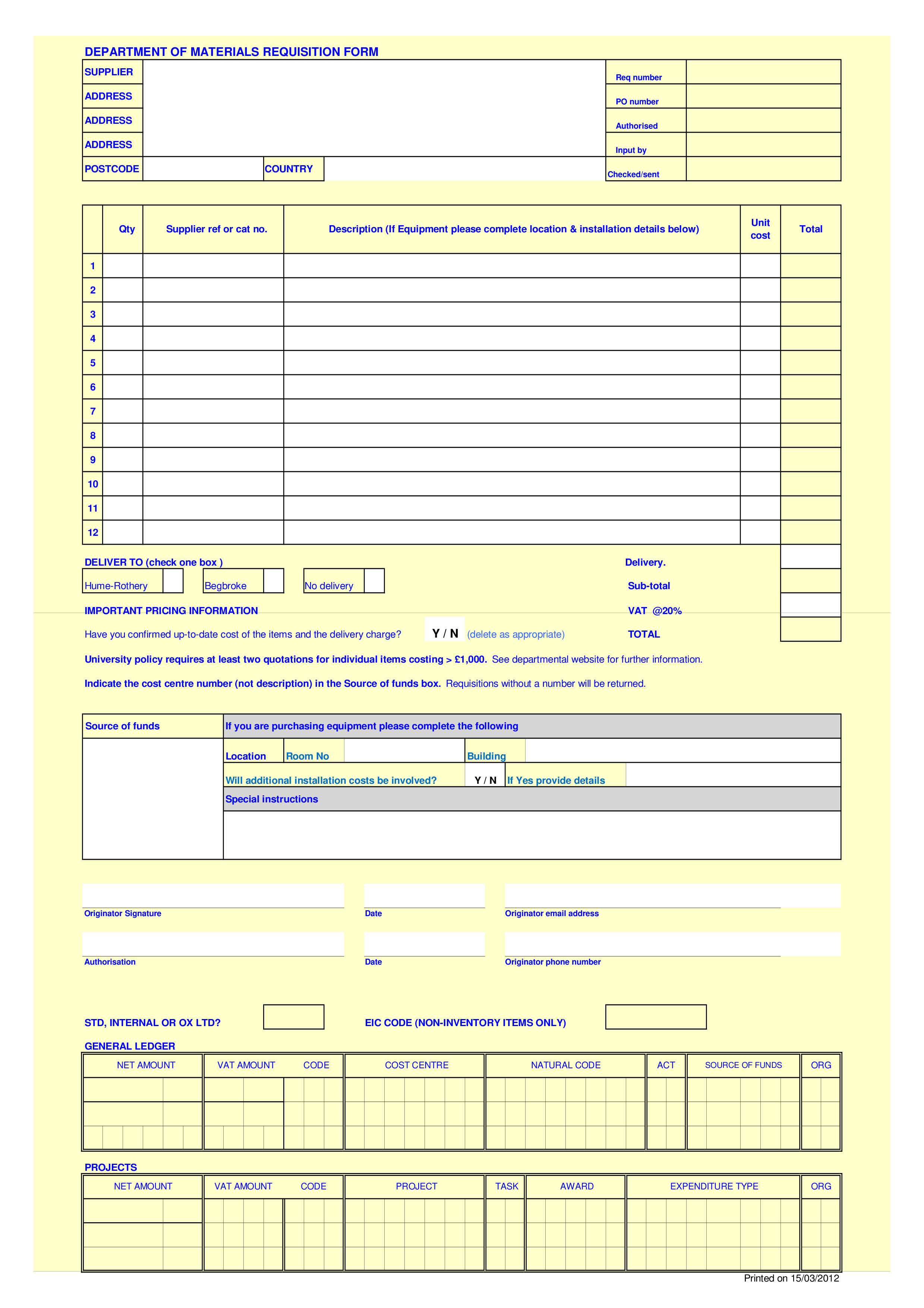 department material requisition form modèles