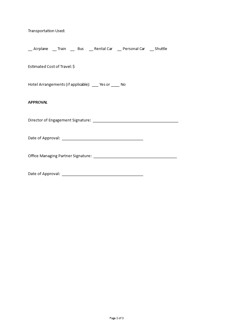 Request for Traveling to HR Templates at