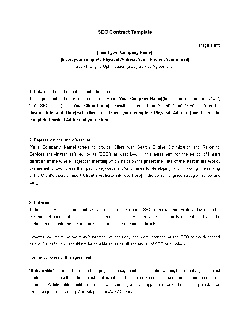 editable sample seo contract template