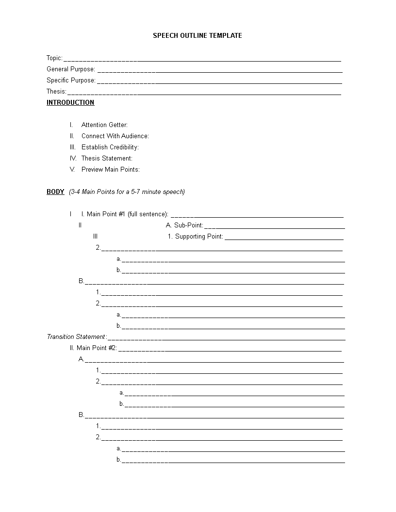 speech outline template