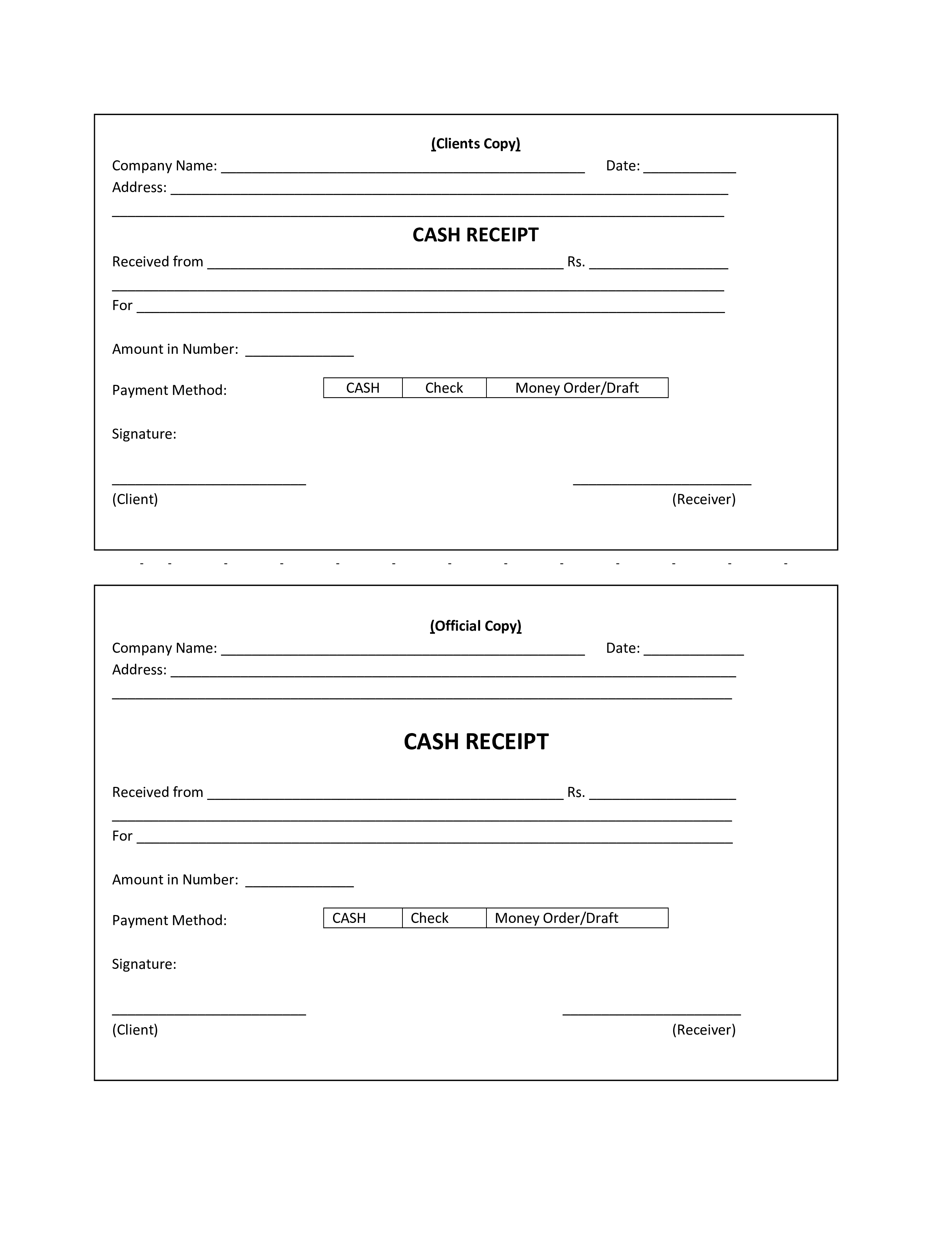 Cash Receipt Blank Templates At Allbusinesstemplates